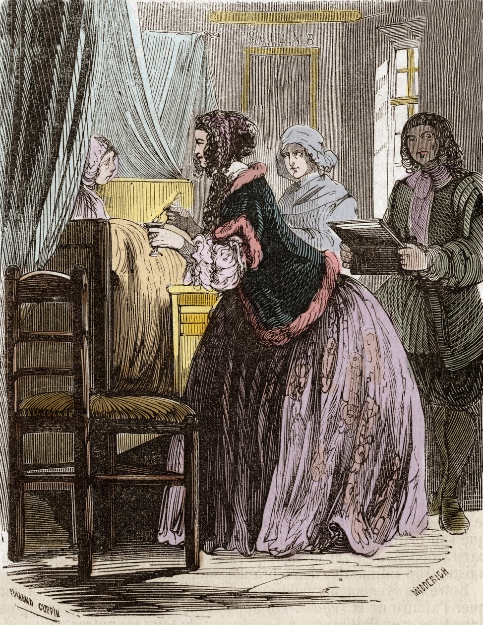 Markiza de Brinvilliers otruła pacjentów hotelu Dieu w Paryżu. autorstwa Unknown artist
