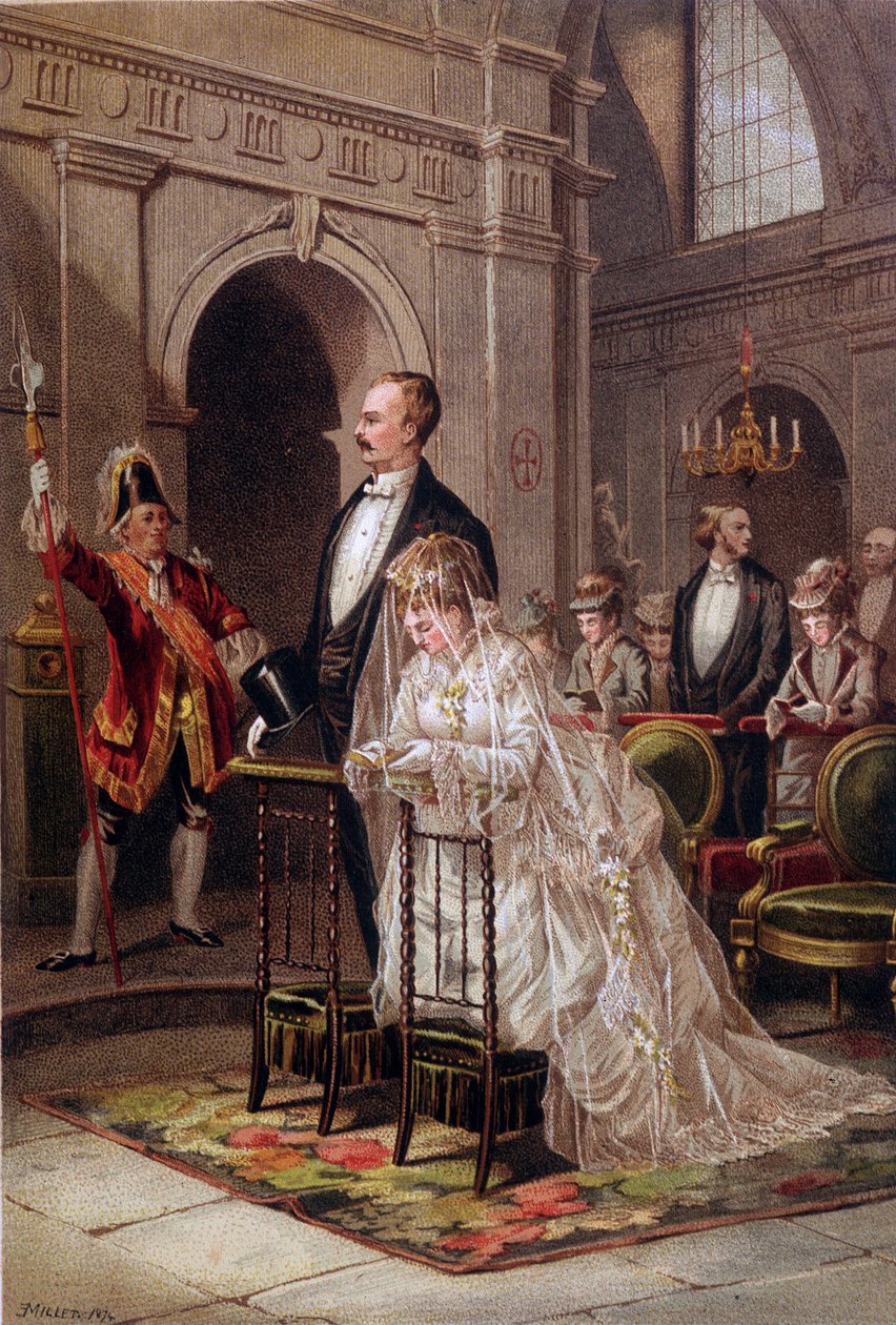 Żonaty przyjmujący sakrament w kościele autorstwa Unknown artist