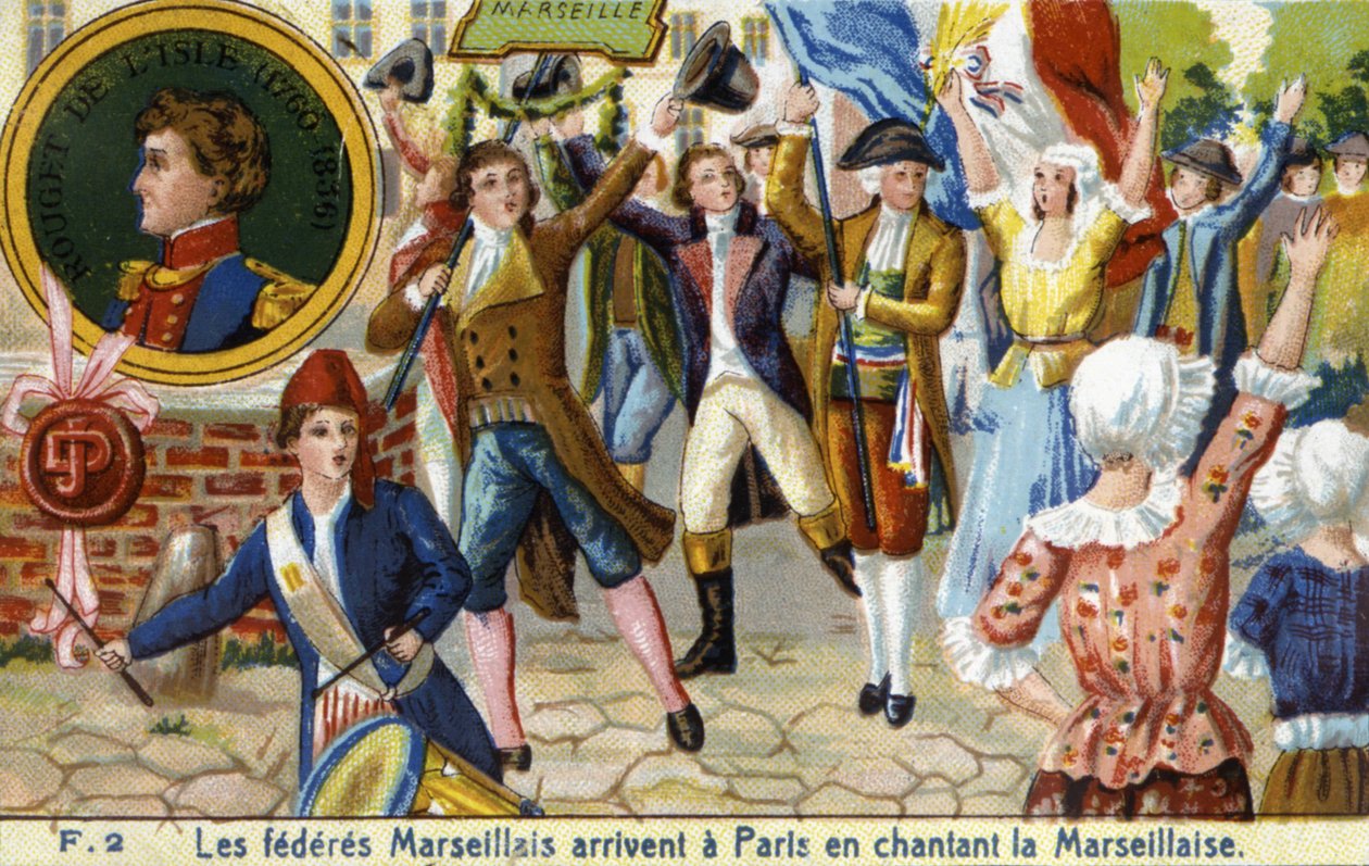 Federacje Marsylskie przybywają do Paryża śpiewając Marsyliankę - chromo., koniec XIX wieku autorstwa Unknown artist