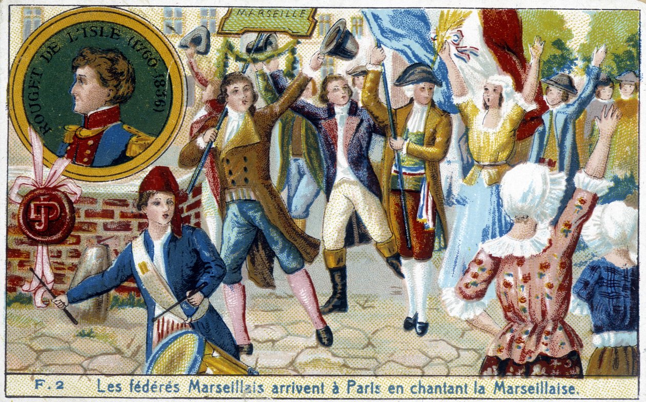 Federacje Marsylskie przybywają do Paryża śpiewając Marsyliankę - chromo., koniec XIX wieku autorstwa Unknown artist