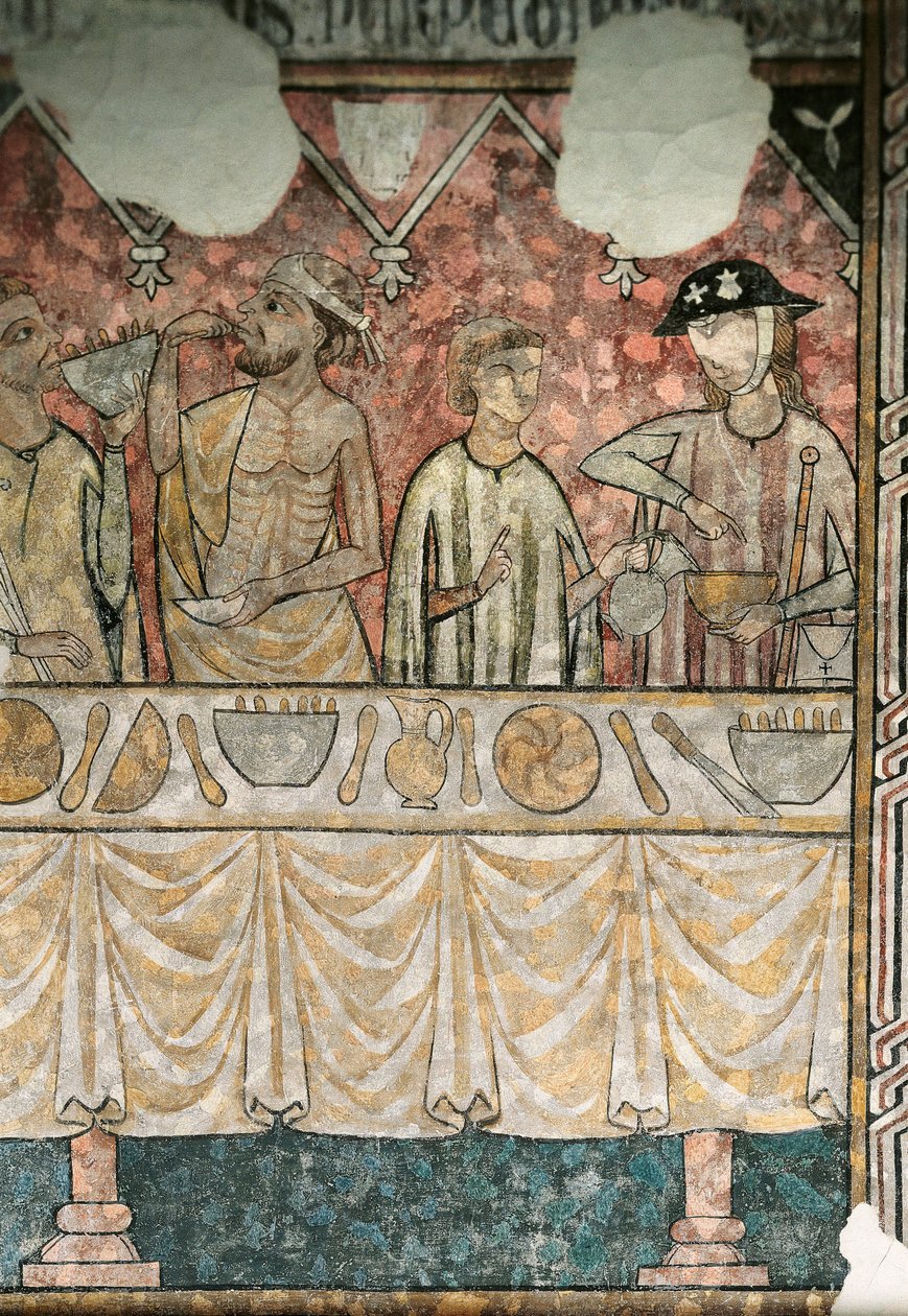Scena posiłku w refektarzu Pelerinów, fragment z katedry w Lleida autorstwa Unknown artist