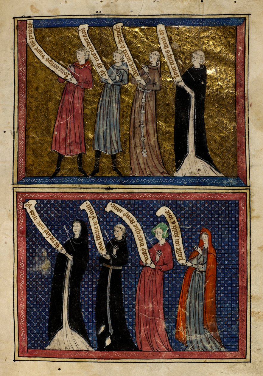 Mężczyźni i kobiety zranieni przez Boga Miłości z „Le Roman de la Rose” autorstwa Unknown artist
