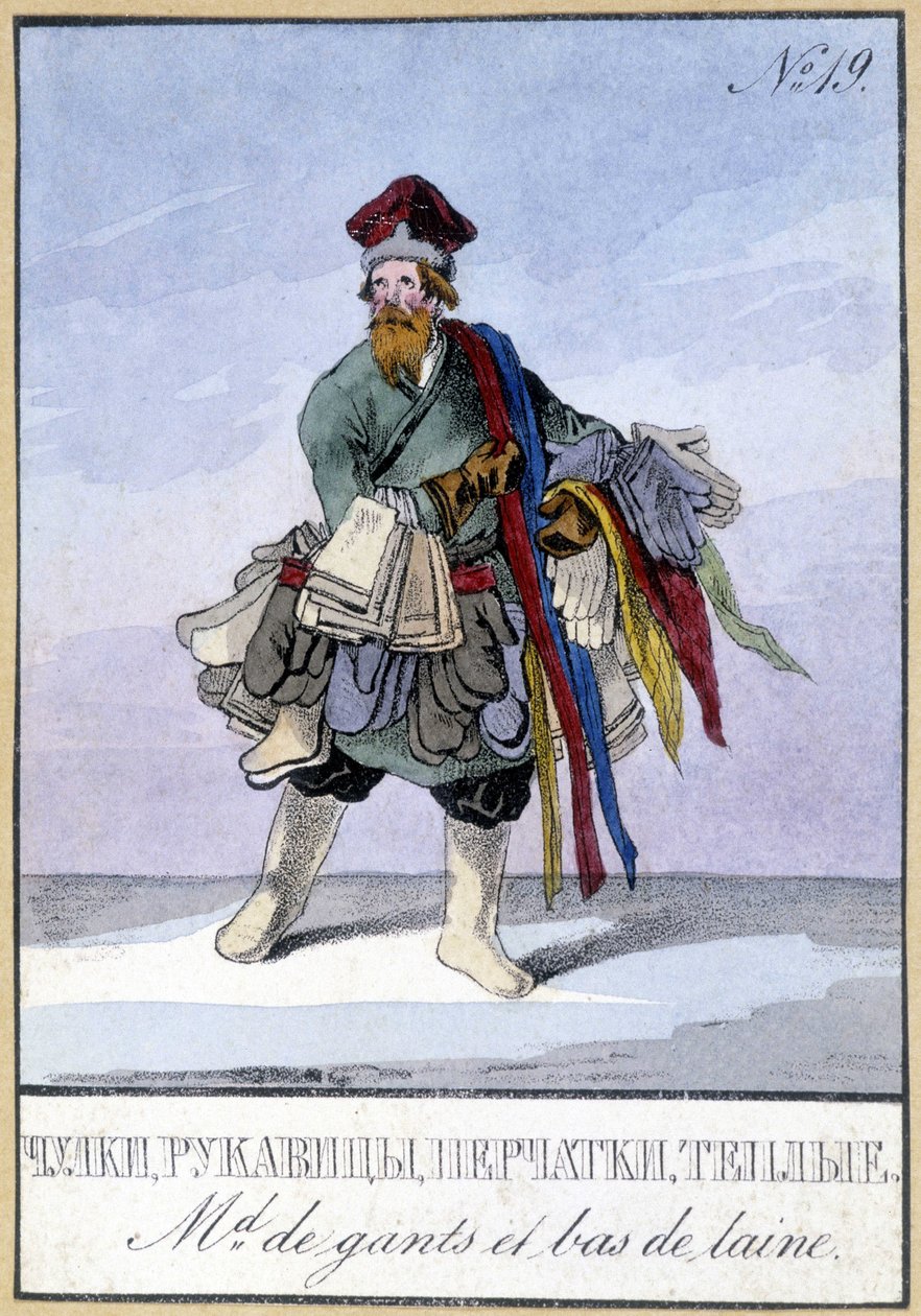 Kupiec rękawiczek i wełnianych pończoch w XIX wieku. autorstwa Unknown artist