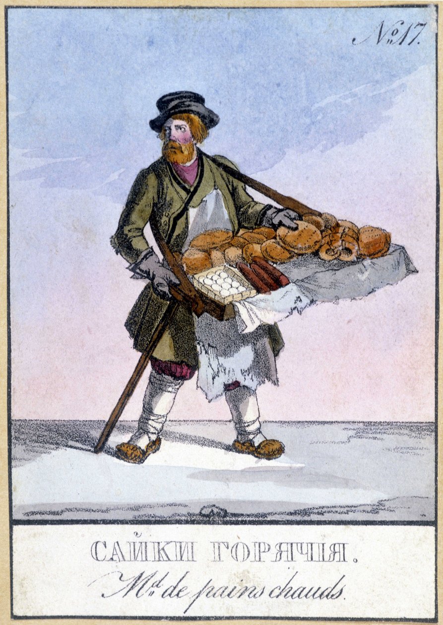 Kupiec gorących pieczywa w Rosji w XIX wieku. autorstwa Unknown artist