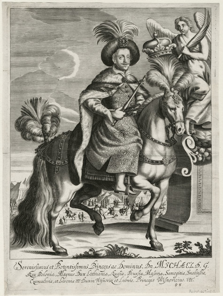 Michał Korybut Wiśniowiecki (1640-1673), król Polski i wielki książę litewski - Anonim - ok. 1930 r. 1670 - Miedzioryt - 36,5x27,2 - Kolekcja prywatna autorstwa Unknown artist