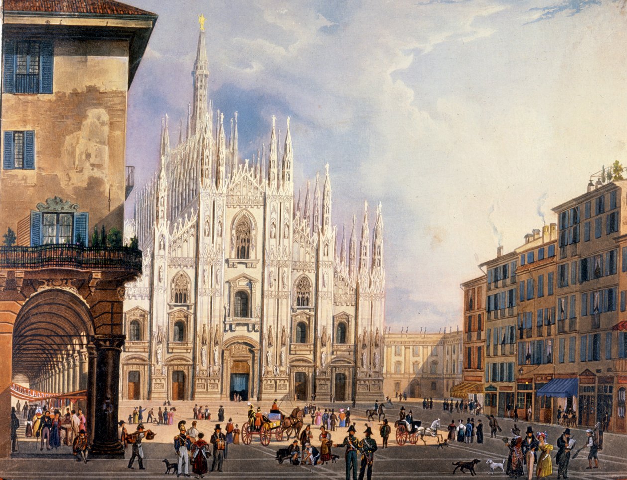 Mediolan, Plac Duomo około 1825 roku. autorstwa Unknown artist