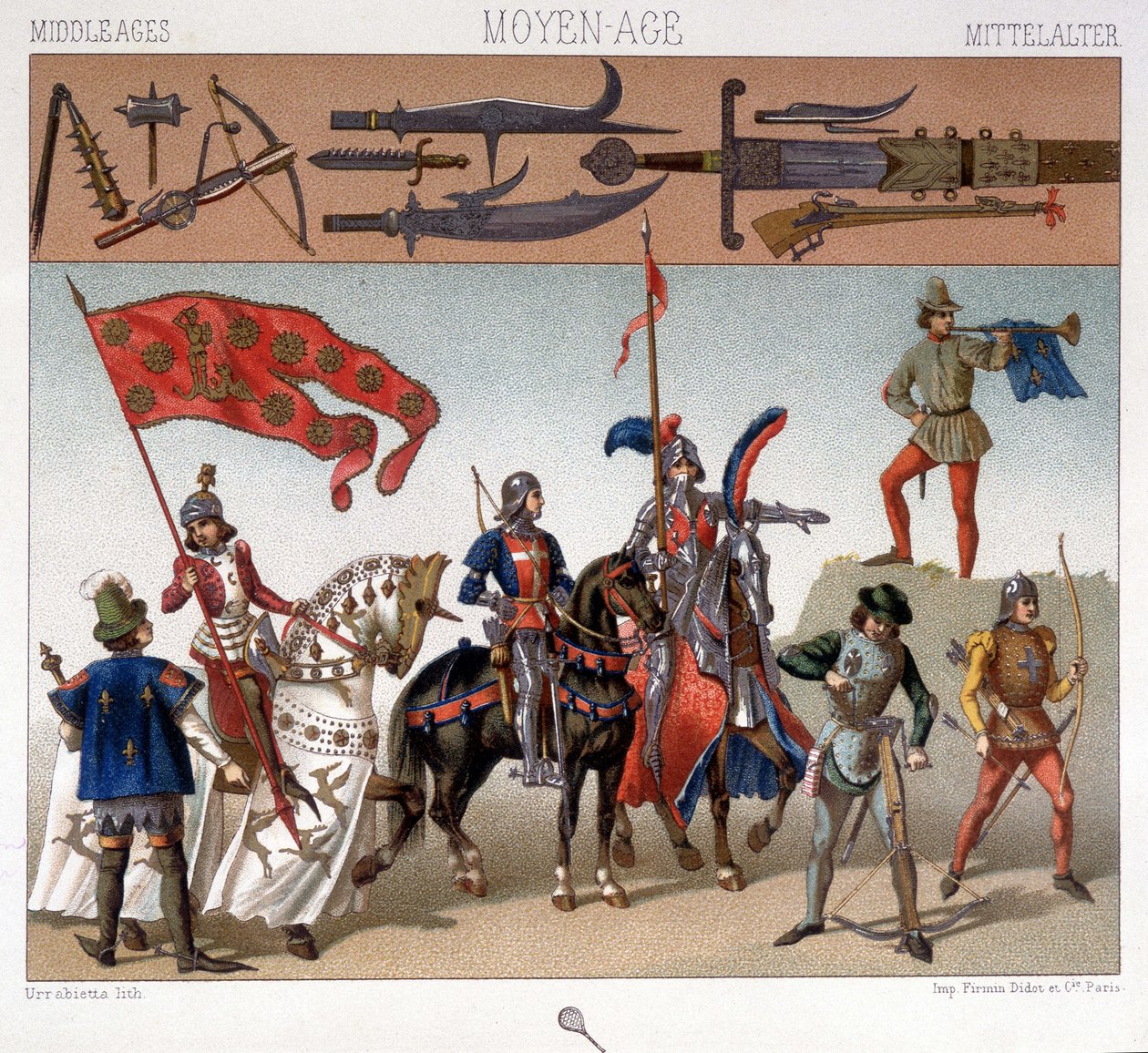 Stroje wojskowe w średniowieczu w latach 1439-1450. W „Stroju historycznym” A. Racqueta autorstwa Unknown artist