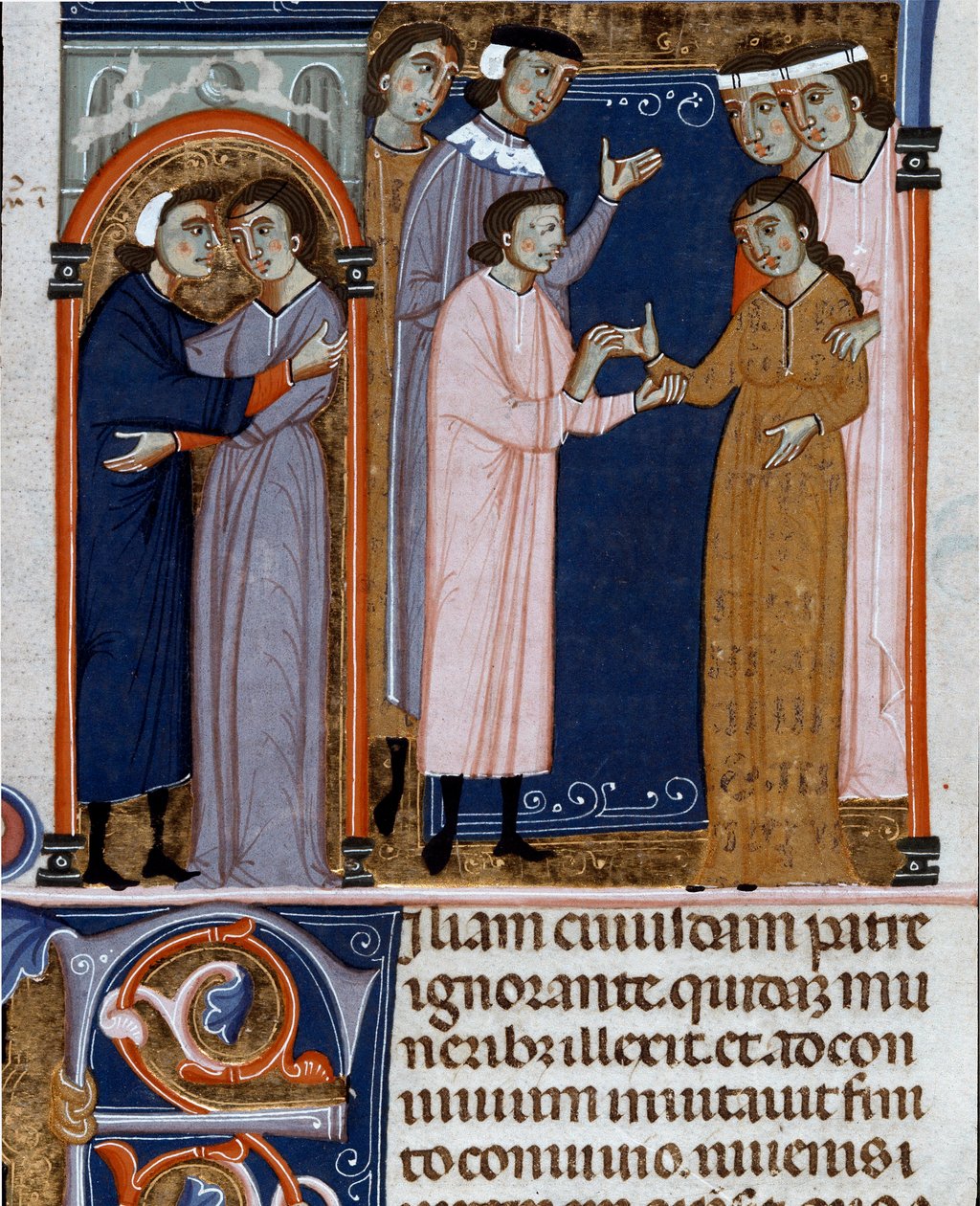 Miniaturowa ceremonia zaręczyn zaczerpnięta z „Decret de Gratien” („Concordia discordantintium canonum” lub „Decretum Gratiani”) z 1140 r. i regulująca prawa i kanony Kościoła rzymskokatolickiego. Cesena z XIV wieku autorstwa Unknown artist