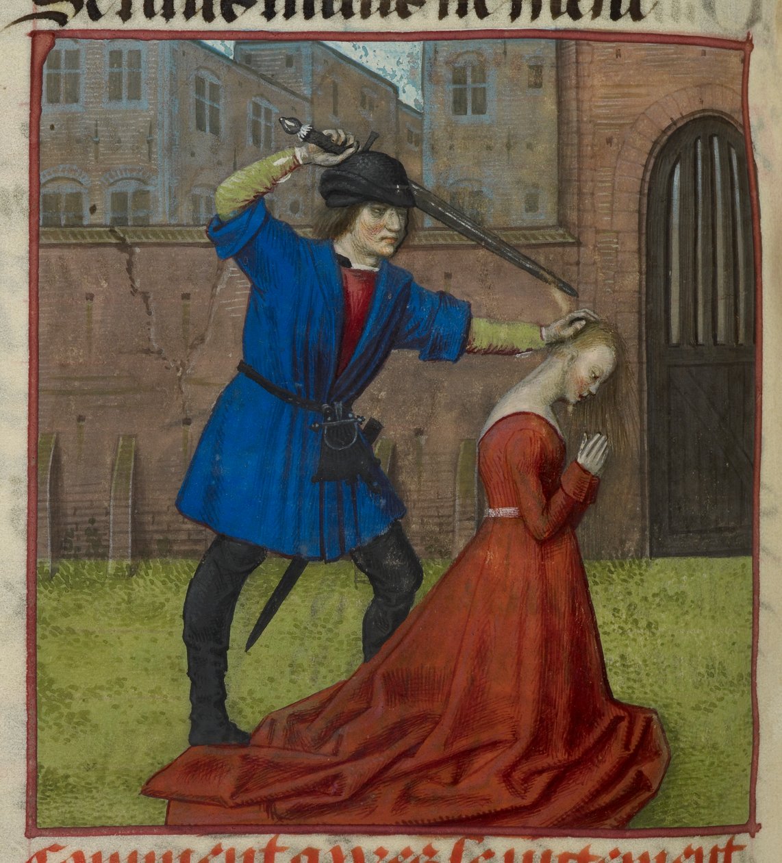 Miniatura przedstawiająca Virginiusa ścinającego głowę swojej córce Virginii z „Le Roman de la Rose” autorstwa Unknown artist
