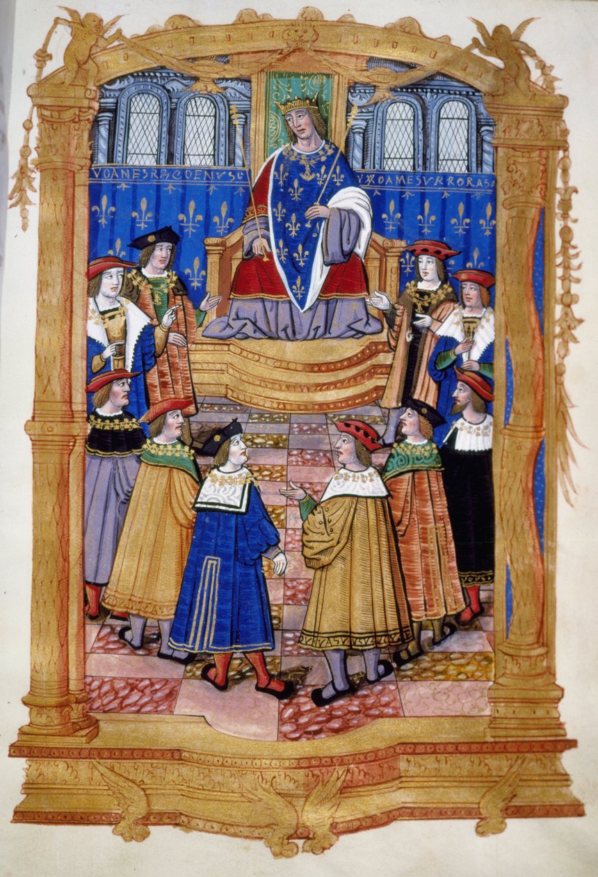 Miniatura z XV lub XVI wieku przedstawiająca Ludwika XI (1423-1483) i rycerzy zakonu św. Michała. autorstwa Unknown artist