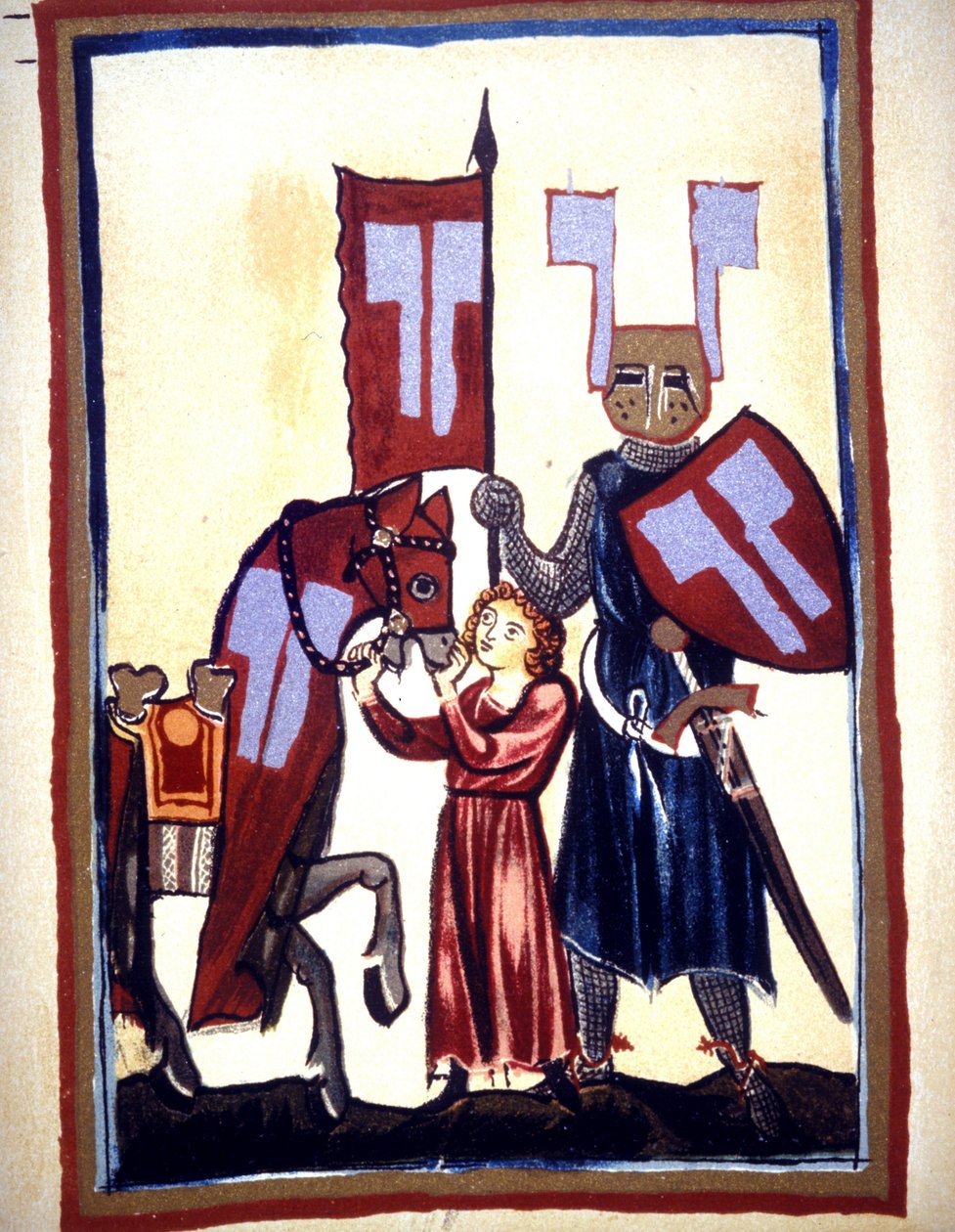 Miniatura Kodeksu „Manesse” lub „Manessesche Liederhandschrift”, który jest rękopisem wykonanym w Alzacji między 1300 a 1330 rokiem dla wybitnego Zurychu. Reprezentacja Wolframa von Eschenbacha, niemieckiego poety, autora powieści „Parzival” między 1200 a autorstwa Unknown artist