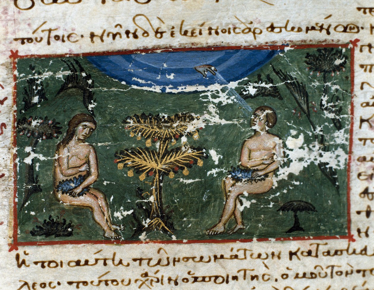 Oryginalna miniaturowa ryba z „Kodeksu Serail Octateuch” (ms.8 lub Seraglio Octateuch) XII-wieczna Biblioteka Muzeum Topkapi Sarayi Stambuł autorstwa Unknown artist