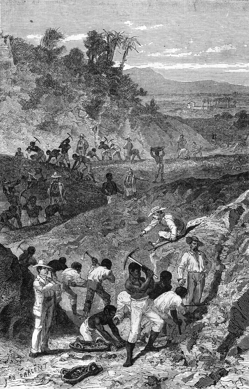 Wydobycie kopalni diamentów w Afryce w 1869 roku. autorstwa Unknown artist