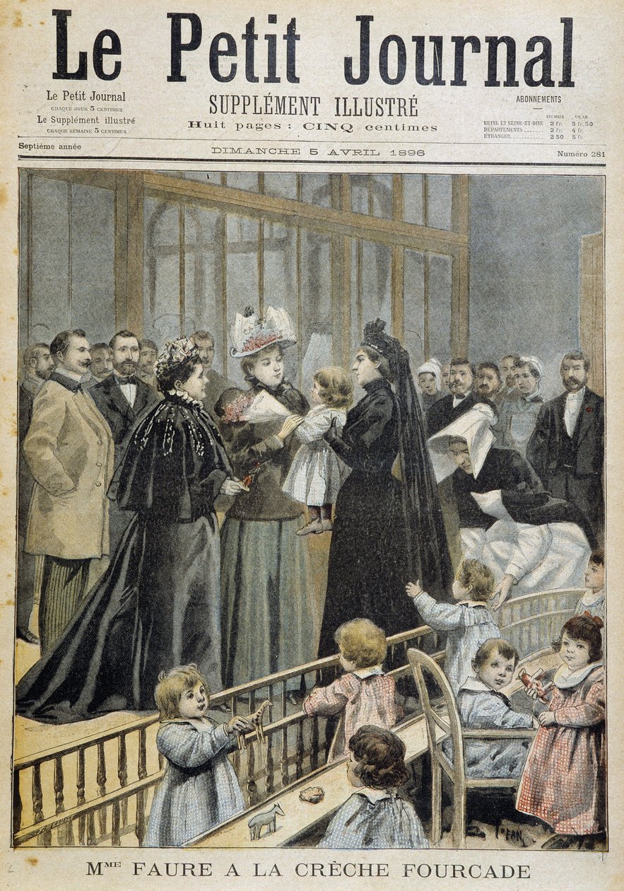 Mme Faure w przedszkolu Fourcade - w „Le Petite Journal” z 05.04.1896 r. autorstwa Unknown artist