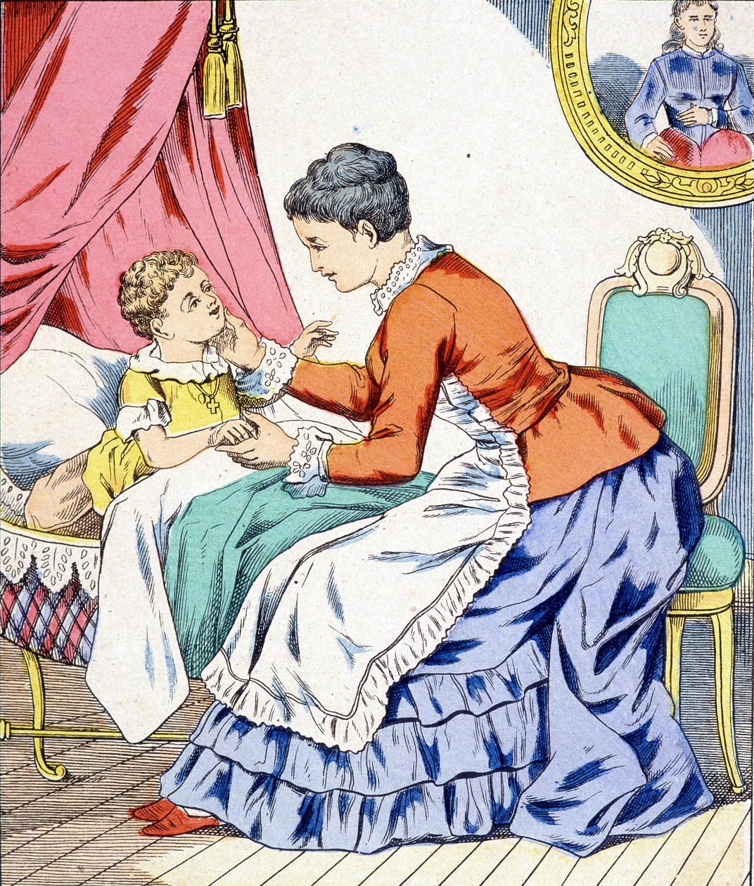 Mama śpiewa kołysankę swojemu dziecku do snu. autorstwa Unknown artist