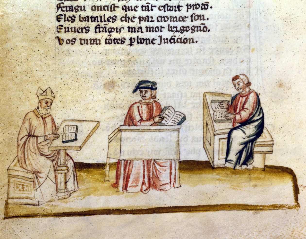 Mnisi studiujący w klasztorze, Miniaturowy rękopis autorstwa Unknown artist