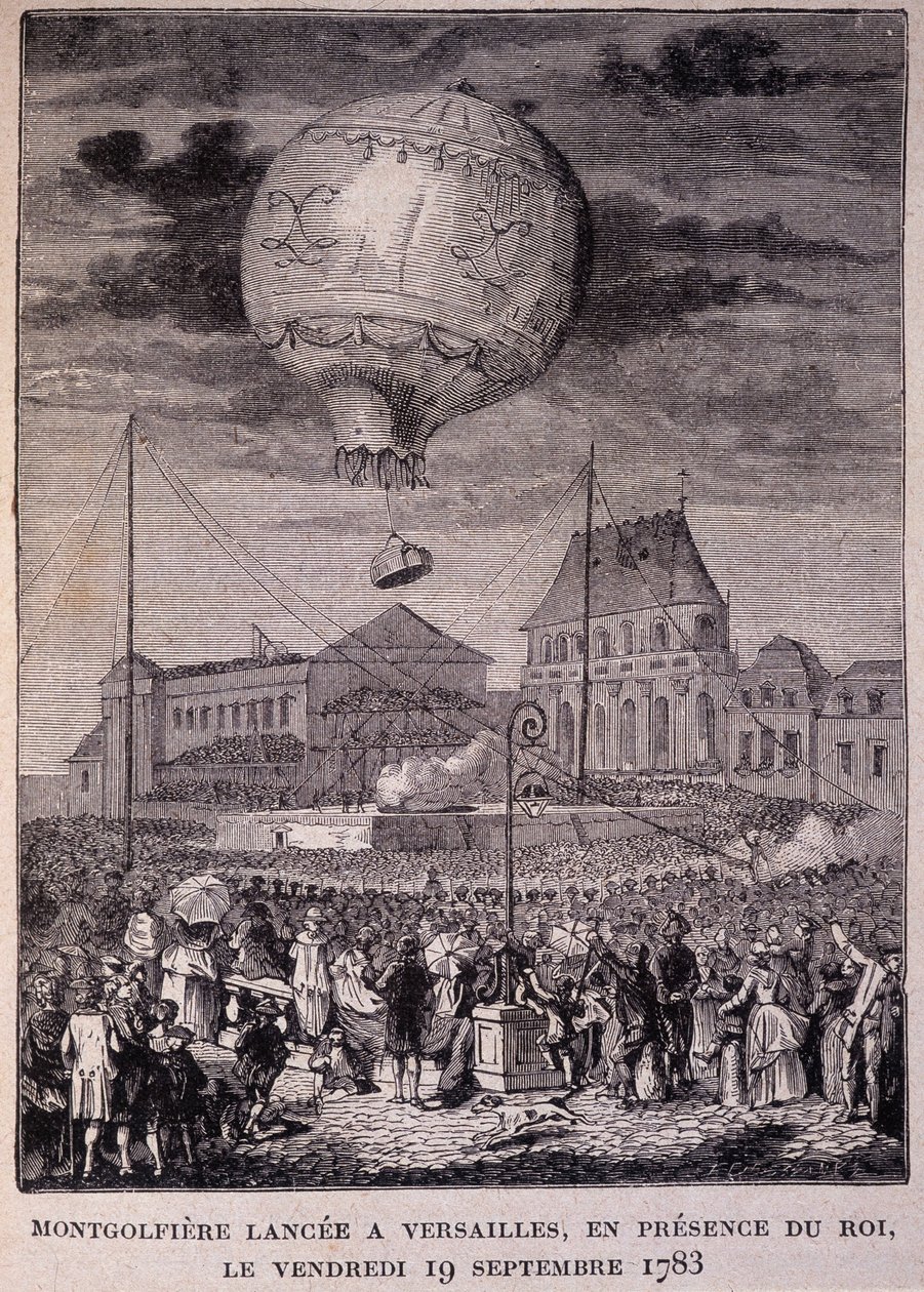 Montgolfiere rozpoczęte w Wersalu, w obecności króla (Ludwika XVI), piątek 19.09.1783 - w „” Les Contemporains””, b.d. koniec XIX wieku. autorstwa Unknown artist