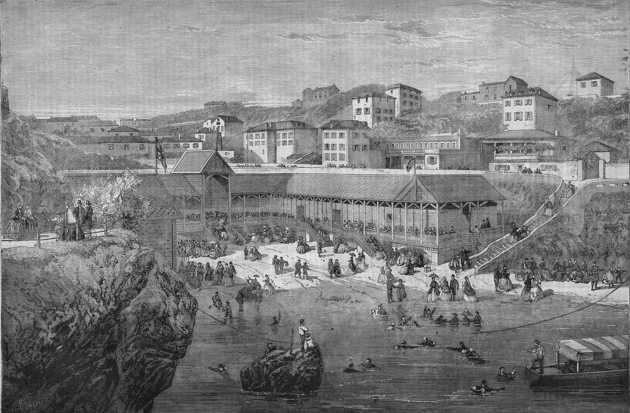 Poranek w łaźniach morskich Biarritz w 1867 roku. autorstwa Unknown artist