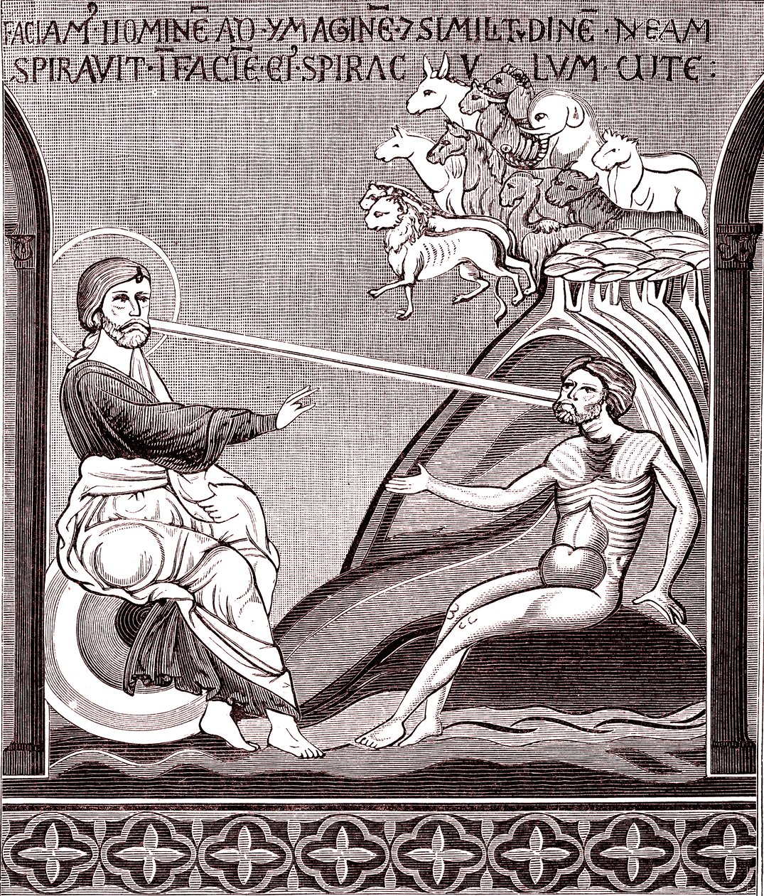 Mozaika przedstawiająca stworzenie człowieka autorstwa Unknown artist
