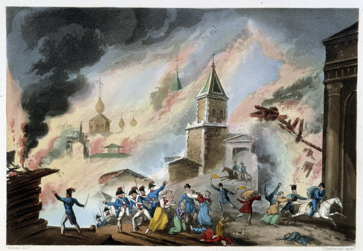 Pożar Moskwy, wrzesień 1812 - w „Wojnach napoleońskich” Sutherlanda, Duburg, Londyn autorstwa Unknown artist