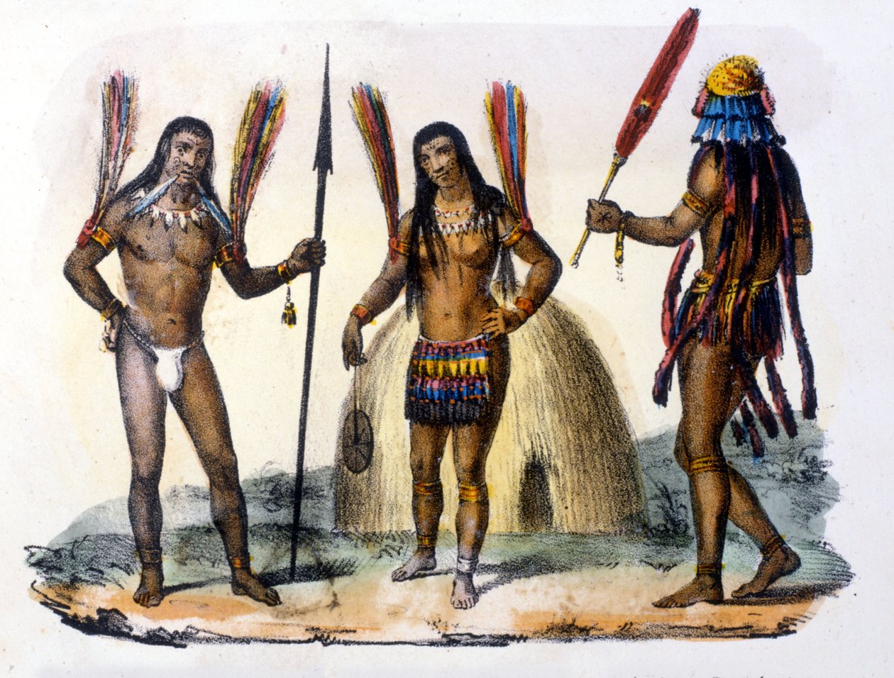 Indianie Mundrucu i Jivaros w Ekwadorze. Grawerowanie 1846-48. autorstwa Unknown artist