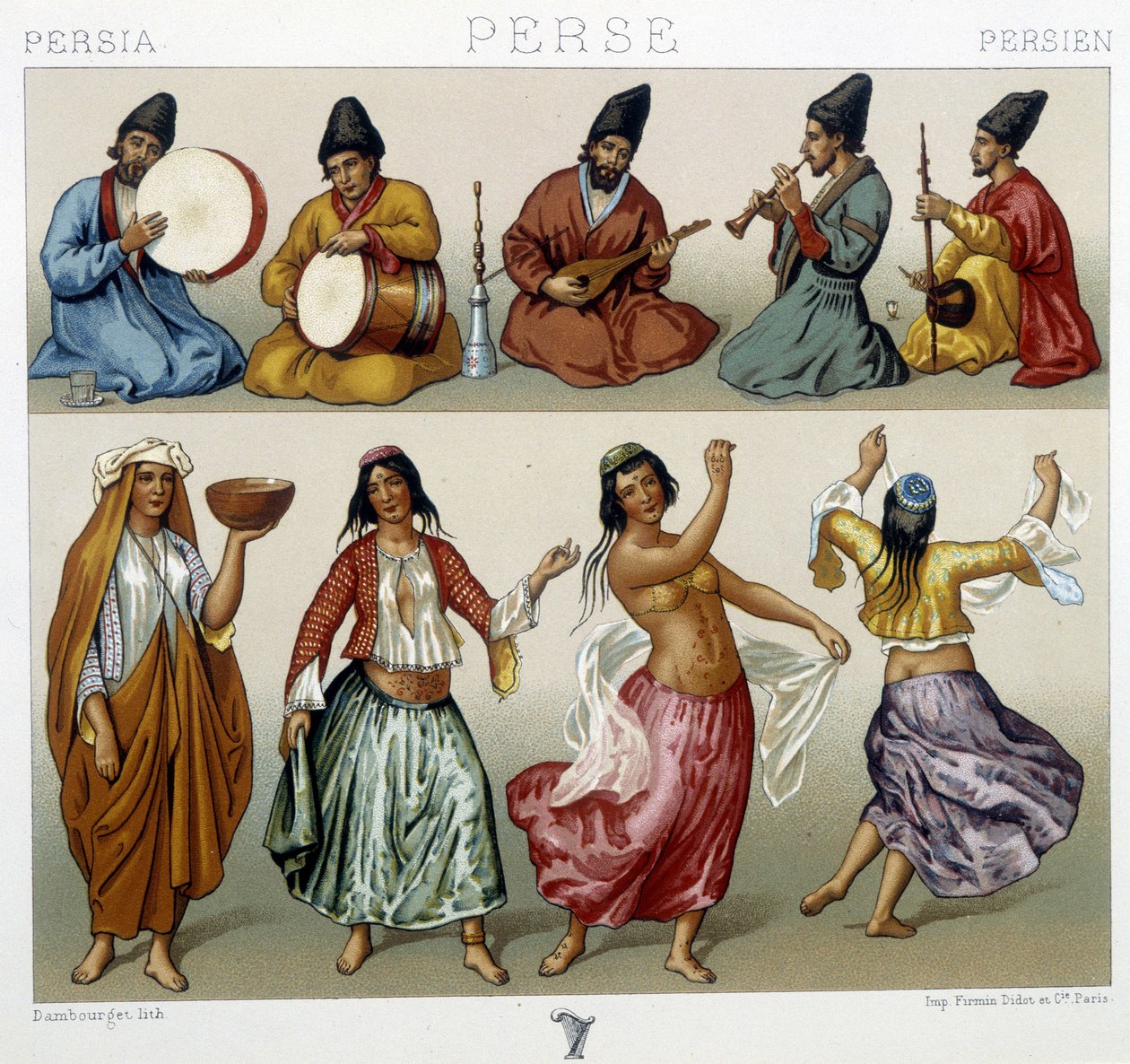 Muzycy i tancerze w Persji - w „Strój historyczny” Racinet autorstwa Unknown artist