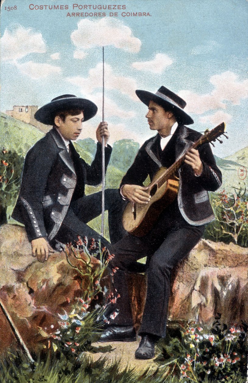 Muzycy w strojach portugalskich. Zardzewiały Coimbra. autorstwa Unknown artist