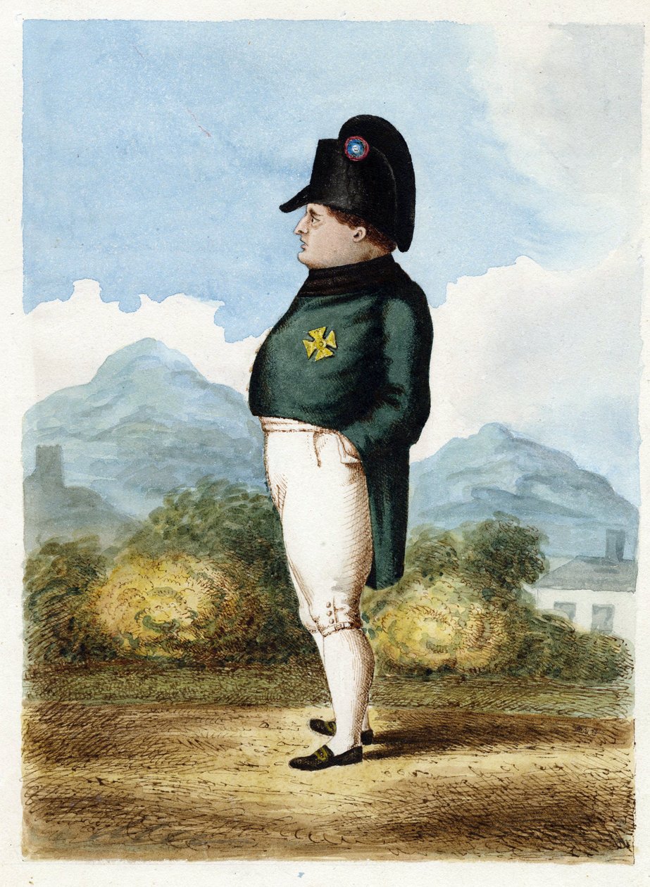 Napoleon Bonaparte na wyspie św. Heleny - Nieznany oficer artylerii - 1817 - Akwarela na papierze - 30x22,6 - Kolekcja prywatna autorstwa Unknown artist