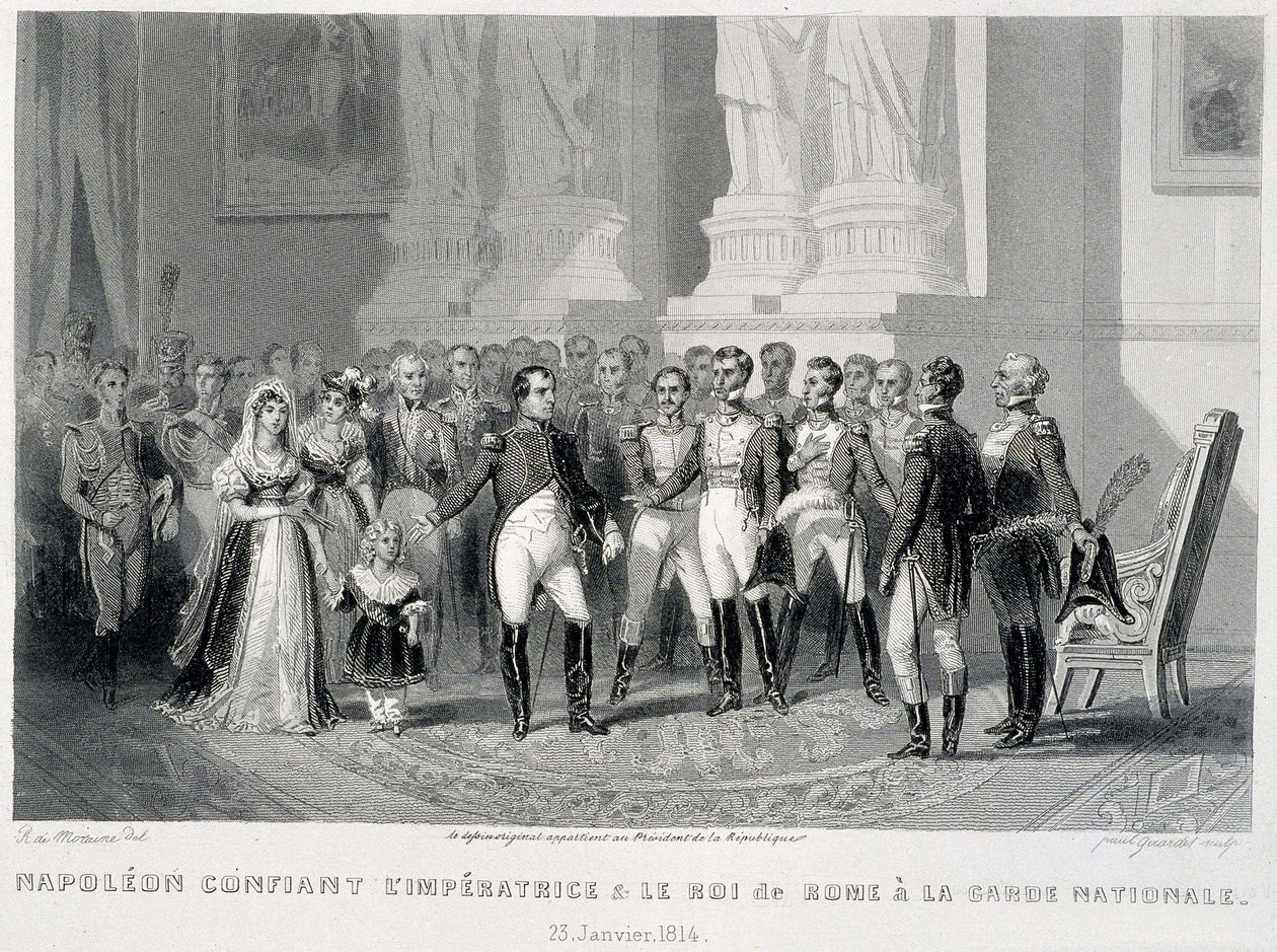 Napoleon powierza Imperatorkę i jej syna, króla Rzymu, Gwardii Narodowej (23 stycznia 1814) - w „Fasttes de Gardes nationales de France”” autorstwa Unknown artist