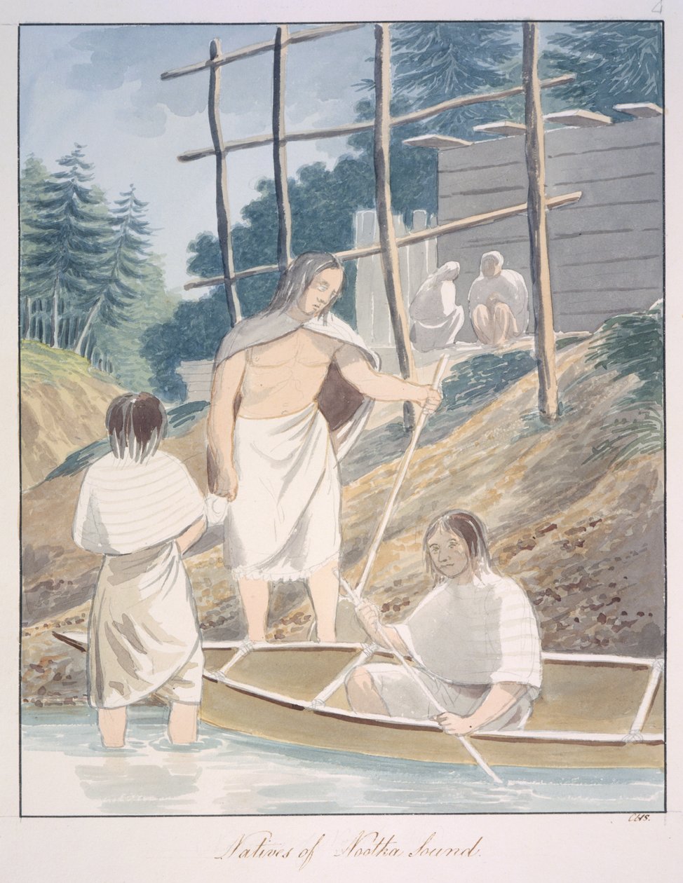 Tubylcy z Nootka Sound, ok. 1843-50 (akwarela) autorstwa Unknown artist