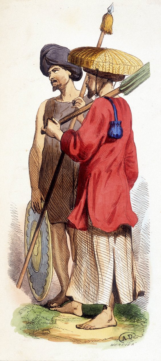 Naturalny (rdzenni wietnamscy) i kochiński żołnierz. Wietnam przeciwko 1840. autorstwa Unknown artist
