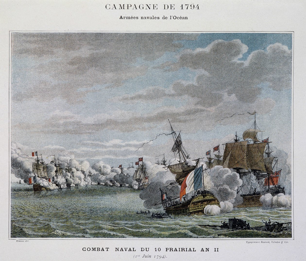 Bitwa morska, du 10 prairial An II (1794) - w „Bitwy morskie Napoleona”” autorstwa Unknown artist