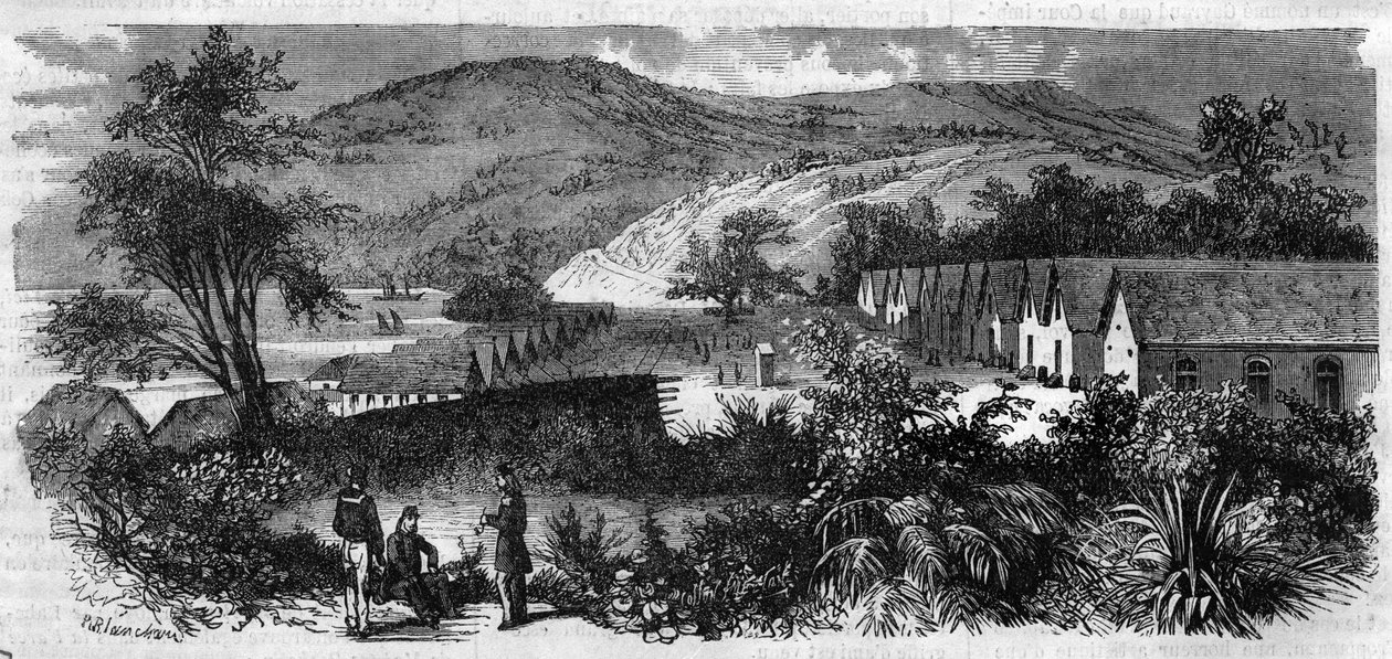 Nowa Kaledonia - penitencier wyspy Nou - Grawerowanie z 1870 r. autorstwa Unknown artist