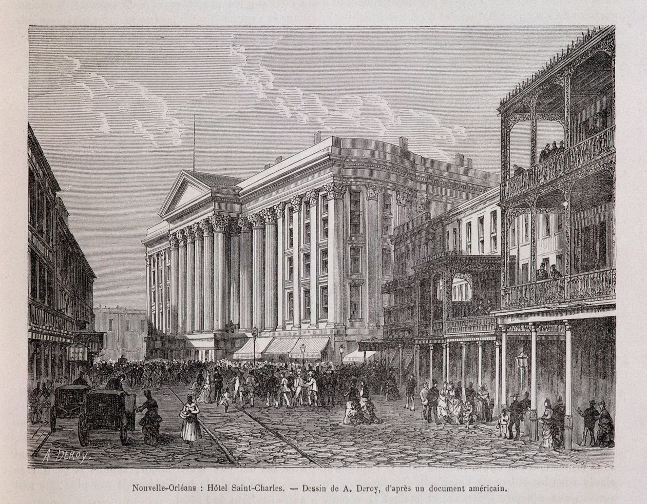 Nowy Orlean (Nowy Orlean): Hotel Saint-Charles (Saint Charles) - w „Le tour du monde”, 2. semestr 1876 autorstwa Unknown artist
