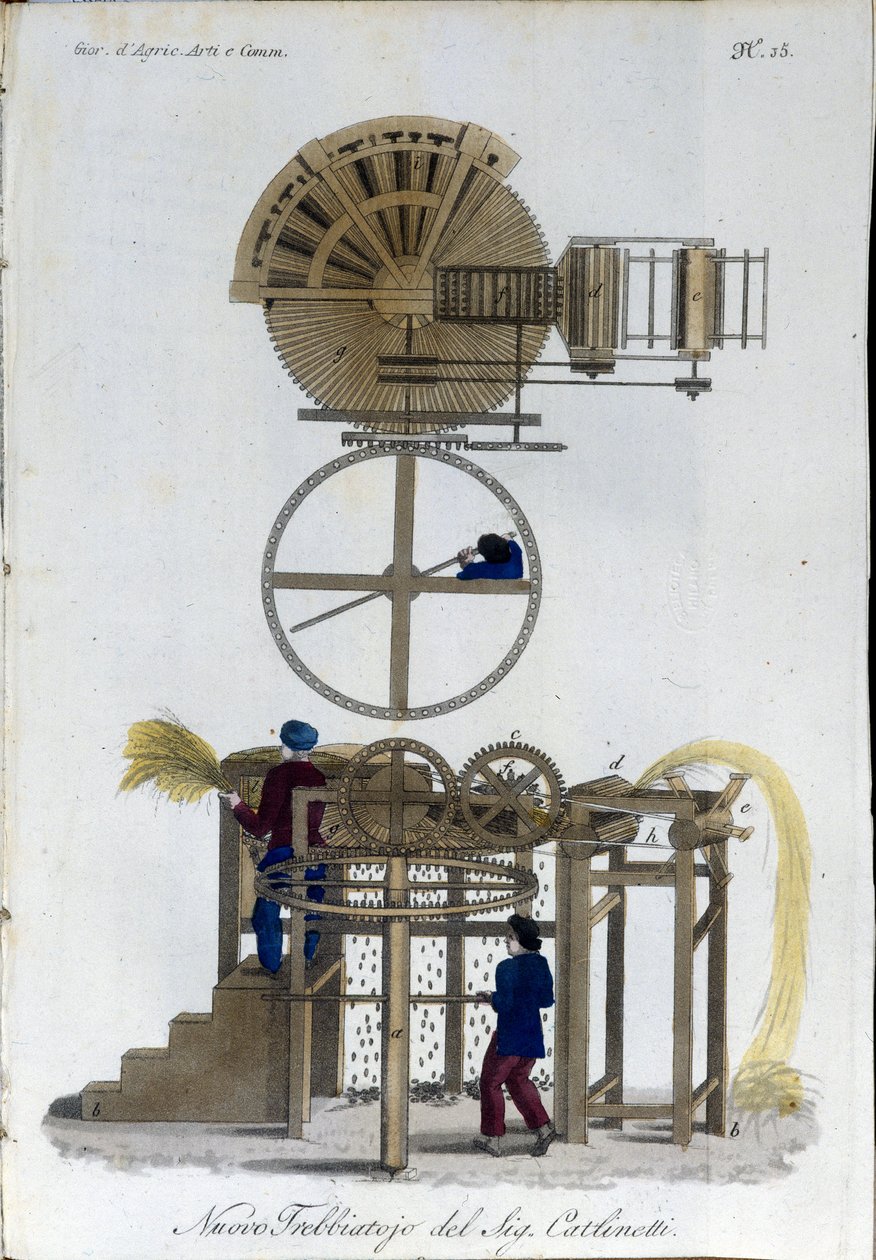 Nowy model młocarni. Tabliczka zaczerpnięta z „Journal of Agriculture, arts and technology”” (Revue d