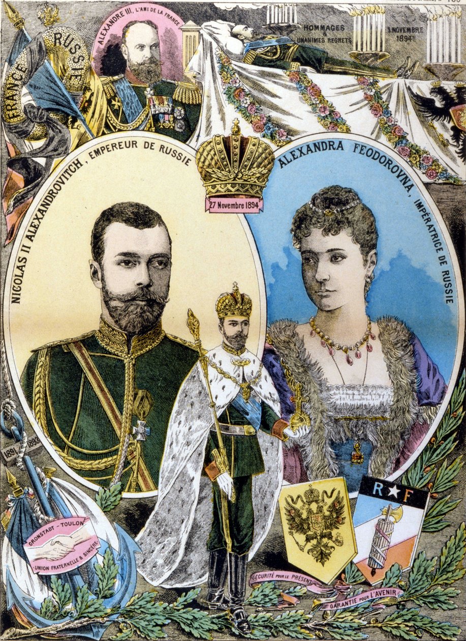 Mikołaj II i Alessandra Fiodorowna.rycina z końca XIX wieku autorstwa Unknown artist