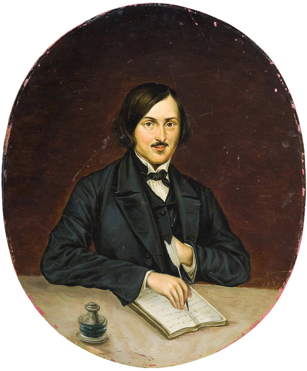 Nicolas Gogol - Portret autora Nikołaja Gogola (1809-1852), Anonimowy. olej na płótnie autorstwa Unknown artist