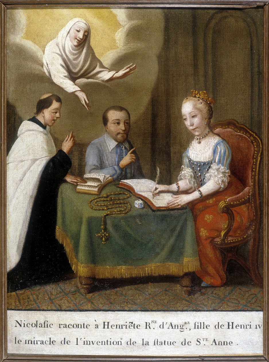 Nicolas opowiada Henrietcie królowej Anglii i córce Henryka IV o cudzie wynalezienia posągu św. Anny autorstwa Unknown artist