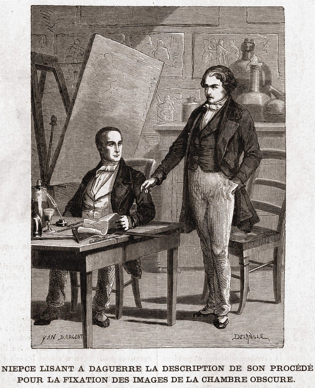 Niepce czyta Louisowi Daguerre