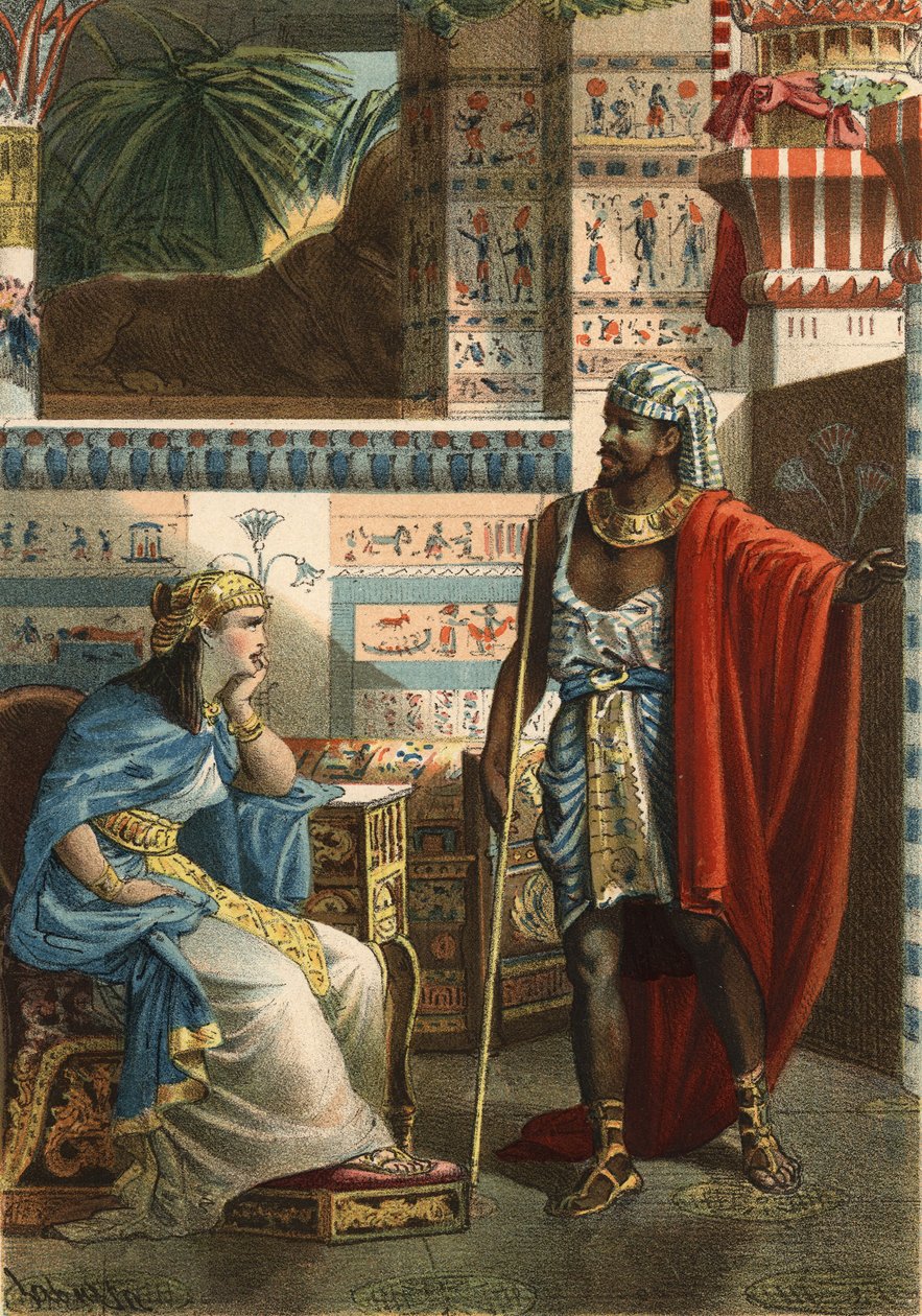 Nitokris, według Manethona, ostatniej królowej Egiptu z VI dynastii. Grawer z 1881 r. w „” Kult piękna”” autorstwa Juan Justo Huguet, redaktorzy Molinas Hermanos autorstwa Unknown artist