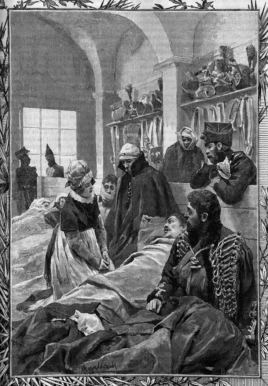Pielęgniarka Marguerite Favet leczyła rozum w Szpitalu Polowym podczas wojny 1813 r. przeciwko Niemcom. autorstwa Unknown artist