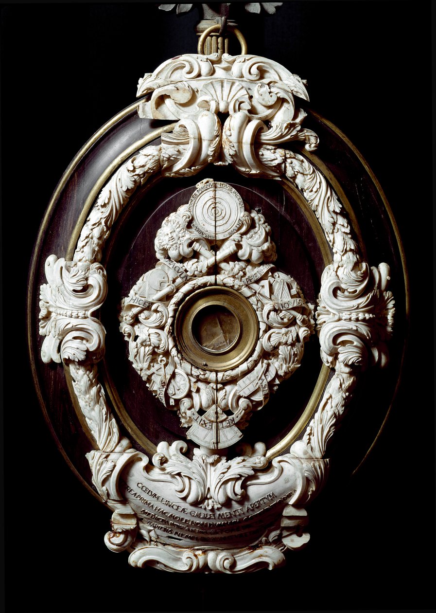 Soczewka obiektywu astronomicznego pierścienia Galileusza lub Galileo Galilei (1564-1642). 1609-1610. Muzeum Historii Nauki, Florencja autorstwa Unknown artist
