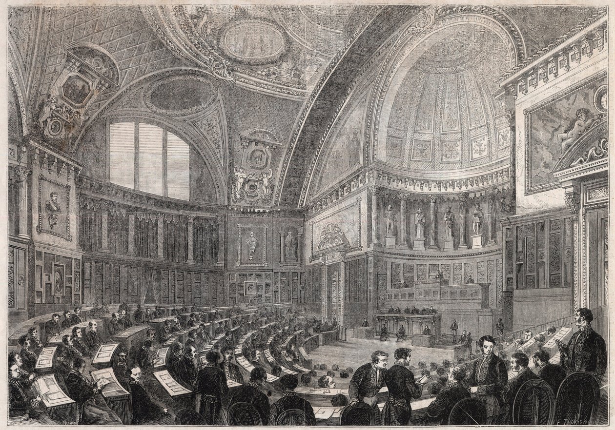 Otwarcie sesji Senatu i przyjęcie generała Charlesa Cousina Montaubana (1796-1878), wicehrabiego de la Gueronniere et de Forcade, 2 grudnia autorstwa Unknown artist