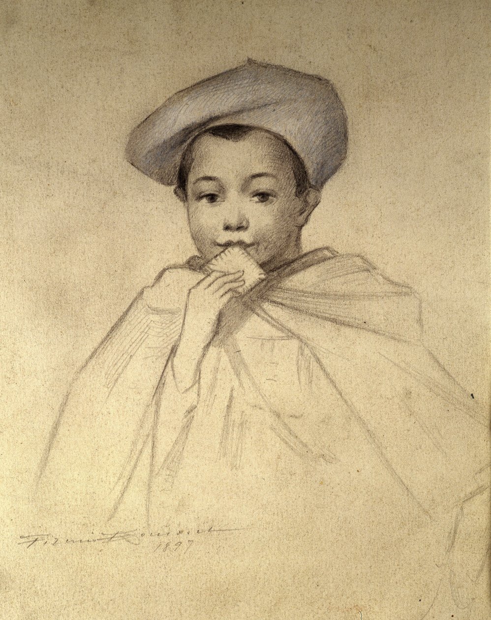 Oryginalny portret używany jako logo dla pudełek ciastek „”LU”” autorstwa Unknown artist