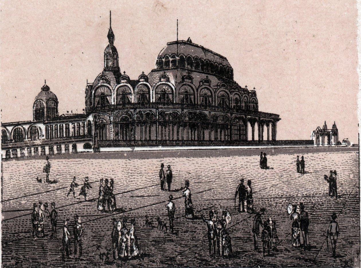 Ostenda (Ostenda), Belgia: widok na Kursaal Digue (kasyno). w „” Świat ilustruje 168 odsłon”” Niedatowany (koniec XIX wieku) autorstwa Unknown artist