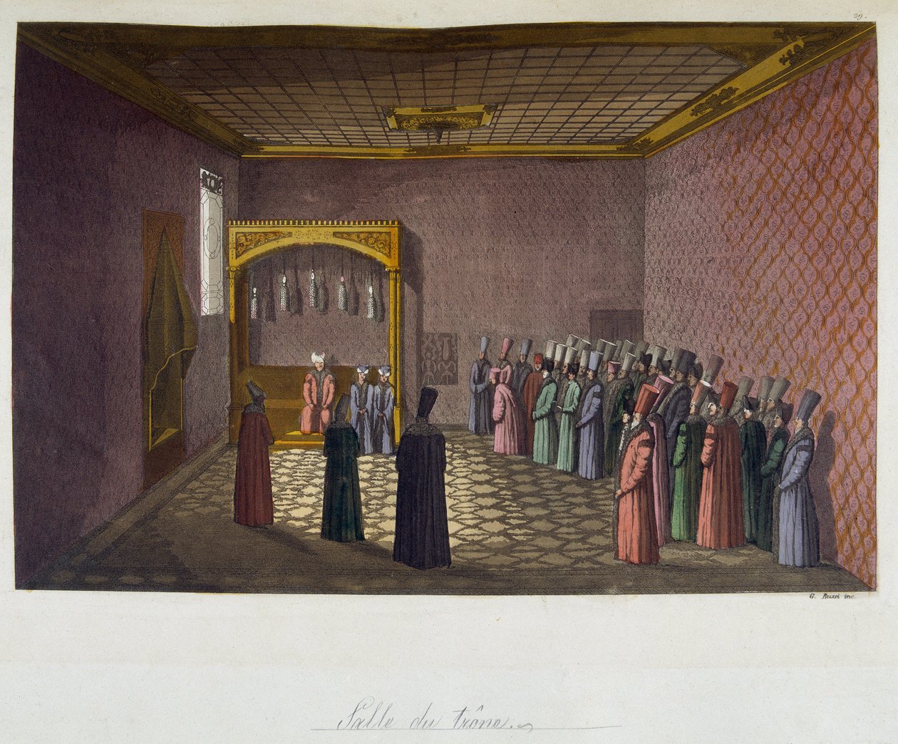 Imperium Osmańskie: Sala Tronowa - w „Starym i współczesnym stroju” Ferrario, wyd. Milan autorstwa Unknown artist