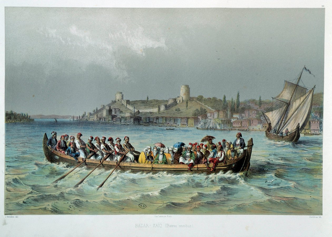 Imperium Osmańskie: omnibus w Konstantynopolu (Stambuł). Litografia XIX wieku. Sztuka dekoracyjna, Paryż autorstwa Unknown artist