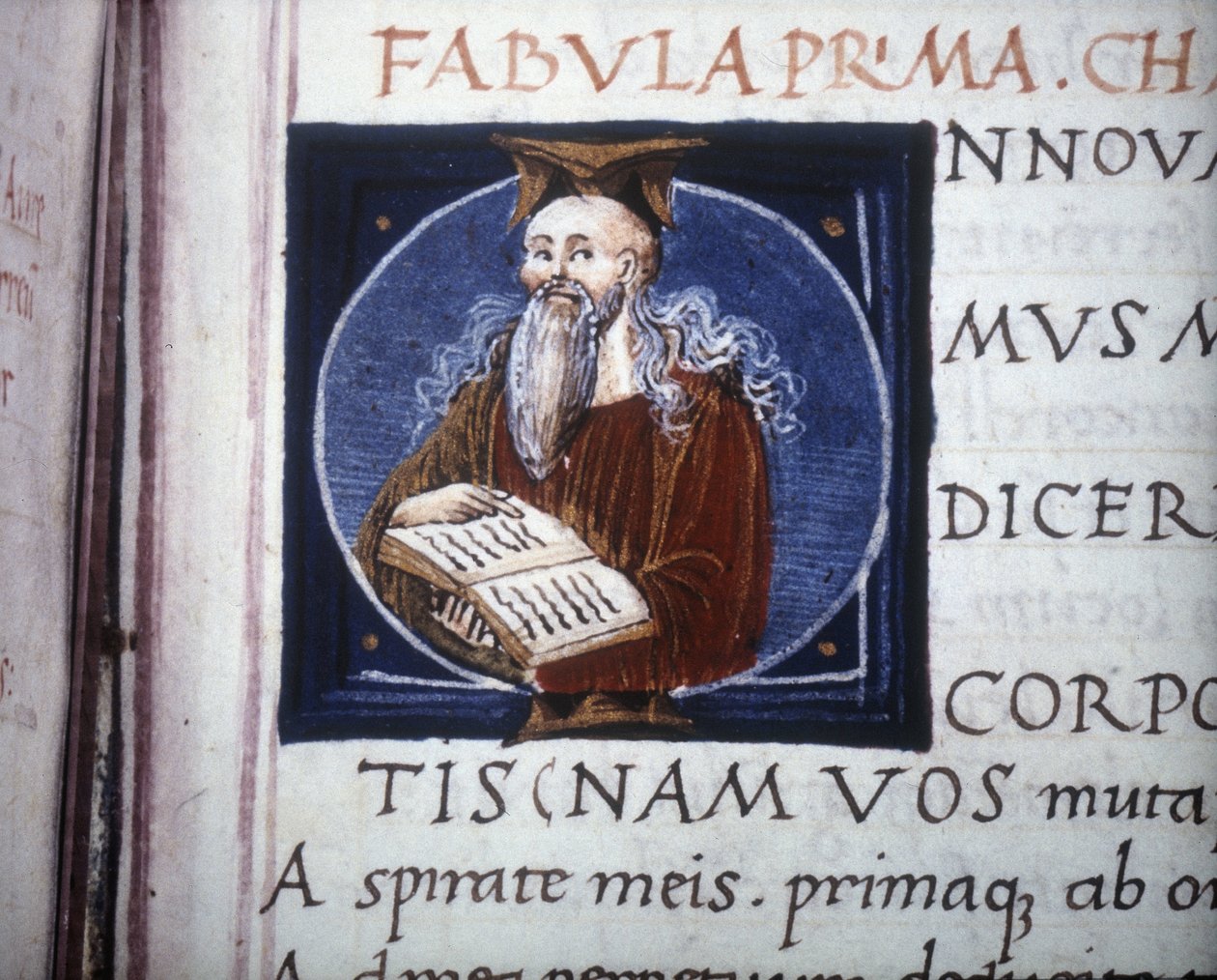 Owidiusz (Ovidio) (43 pne) JC - 17 lub 18 AD JC) reprezentowany w rękopisie z XV wieku. Biblia Miejska z Rimini. autorstwa Unknown artist