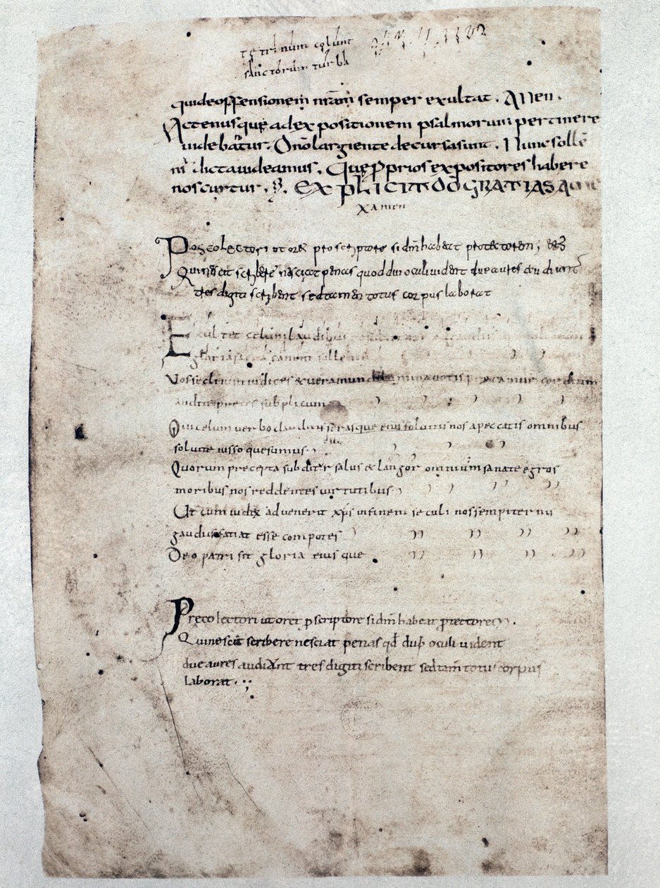 Strona z komentarzami do Psalmów Kasjodora ( rękopis, IX w.) autorstwa Unknown artist