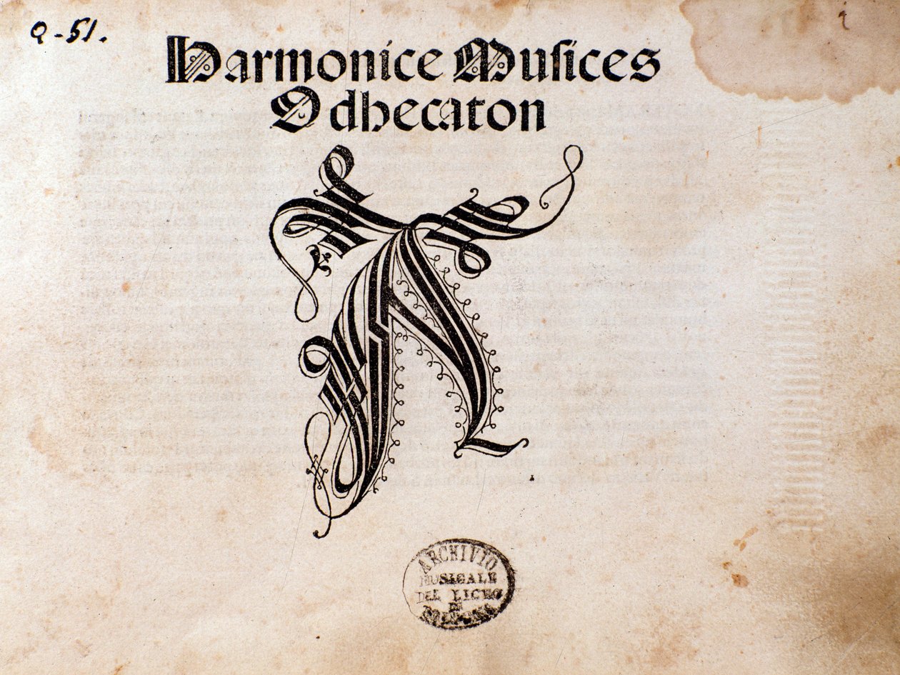 Strona partytury muzycznej Harmonice Musices Odhecaton Ottaviano Petrucciego (1501) autorstwa Unknown artist